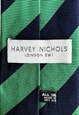 VINTAGE 90S HARVEY NICHOLS NAVY & GREEN STRIPED TIE