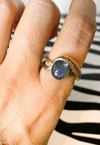 1980'S OPAL FILIGREE RING