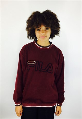 VINTAGE FILA EMBROIDERED FLEECE SWEATSHIRT