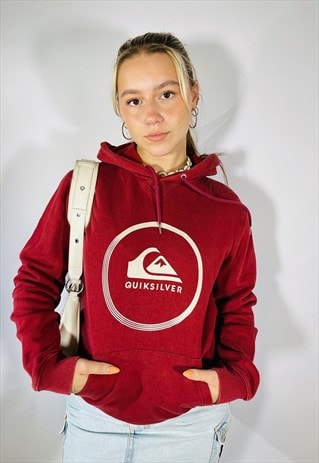 VINTAGE Y2K QUICKSILVER SIZE S HOODIE IN RED