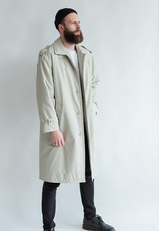 VINTAGE 80S MINIMAL BOXY TRENCH COAT WITH PUFFER LINING