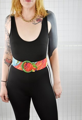 GORGEOUS VINTAGE 80S BOLD FLORALS WIDE WAIST BELT