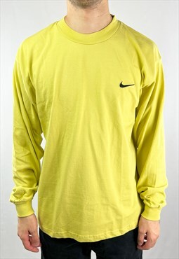 Vintage Nike 90s Long Sleeve Top in Yellow