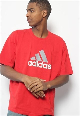 VINTAGE ADIDAS BIG LOGO T-SHIRT RED