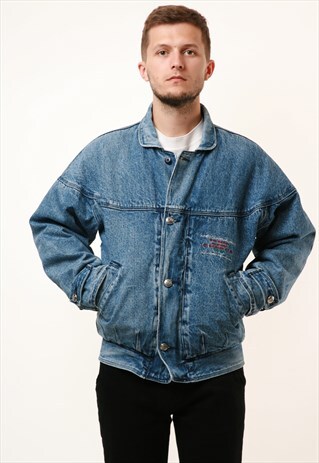 90S VINTAGE RIFLE WINTER WARM OLDSCHOOL DENIM JACKET 15081