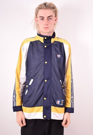 CHAMPION MENS VINTAGE TRACKSUIT TOP JACKET MEDIUM MULTI 90S