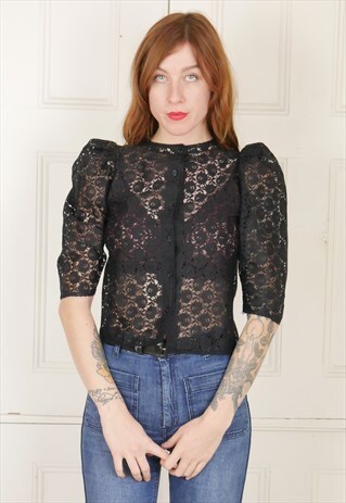 BLACK LACE TOP GOTHIC HALLOWEEN
