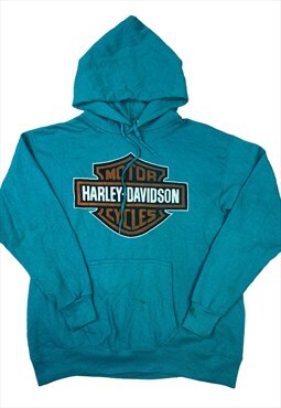 Unofficial harley davidson imprint tultex blue hoodie