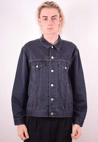 LEVI'S MENS VINTAGE DENIM JACKET MEDIUM NAVY BLUE 90S