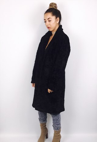 VINTAGE LONG FAUX FUR COAT