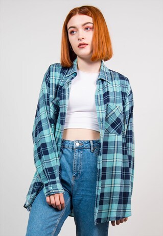 VINTAGE 90'S CHECK PATTERN FLANNEL SHIRT