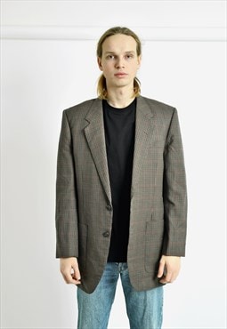 Vintage oversized 90s blazer men's beige brown 80s jacket L 