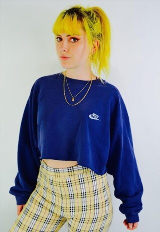 VINTAGE NIKE EMBROIDERED SWOOSH CROPPED SWEATSHIRT
