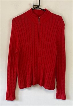 Red L.L.Bean Cable Knit Sweater Women's Large