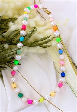 Pearl And Bead Choker Necklace 90s Y2K Jewellery 