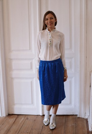 VINTAGE BRIGHT BLUE MIDI SKIRT