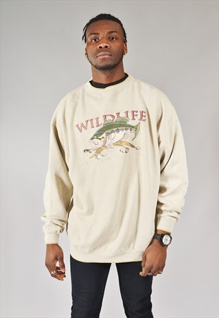 VINTAGE WILDLIFE CARP SWEATSHIRT CREAM