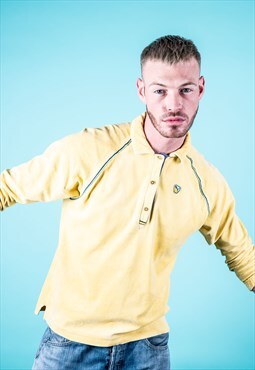 Vintage Puma Polo Shirt in Yellow with Embroidery Logo