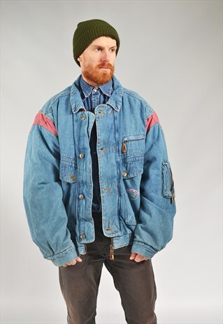VINTAGE MID BLUE 'ESQUIRE' TWO-TONE DENIM JACKET