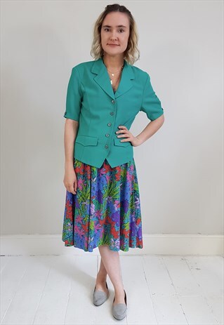 VINTAGE 90'S GREEN SHORT SLEEVE FITTED JACKET