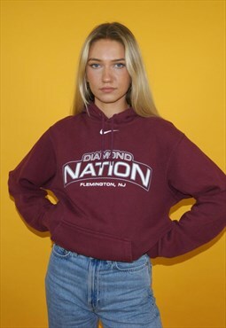 Vintage Y2K Nike American College Burgundy Hoodie Sweatshirt