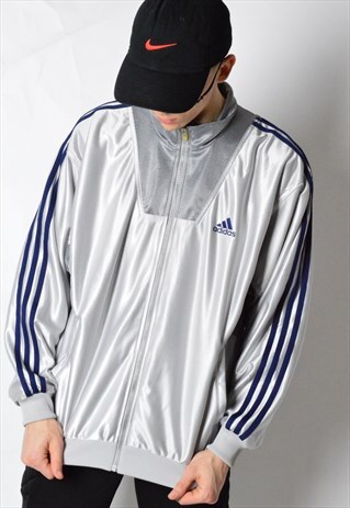 VINTAGE 90S SILVER GREY ADIDAS TRACK JACKET