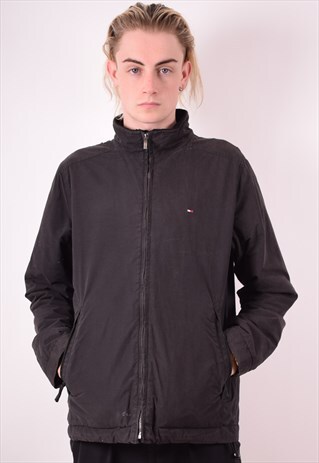 TOMMY HILFIGER MENS VINTAGE JACKET MEDIUM BLACK 90S