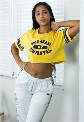 VINTAGE REWORKED RALPH LAUREN CROP TOP LOGO 90S XL 5.1