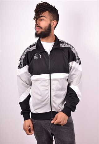 KAPPA MENS VINTAGE TRACKSUIT TOP JACKET LARGE BLACK 90S