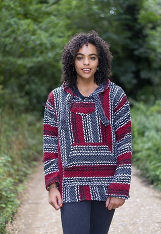 BAJA HOODIE HIPPIE JUMPER MEXICO LADIES SWEATER GIRLS UNISEX