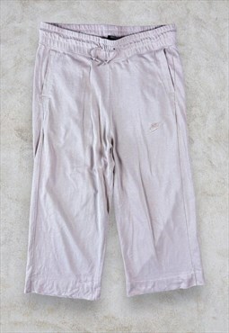Nike Joggers Sweatpants 3/4 Length Shorts Beige Pink Medium