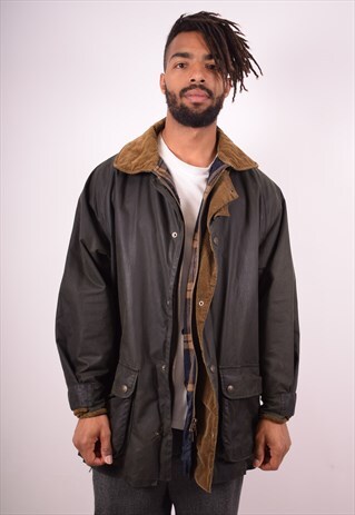HENRI LLOYD MENS VINTAGE WAX JACKET LARGE KHAKI 90S