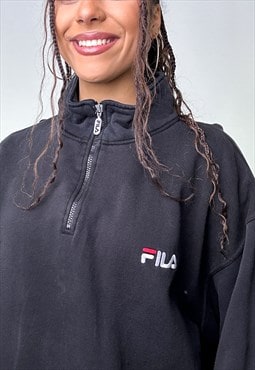 Black 90s FILA 1/4 Zip Sweatshirt