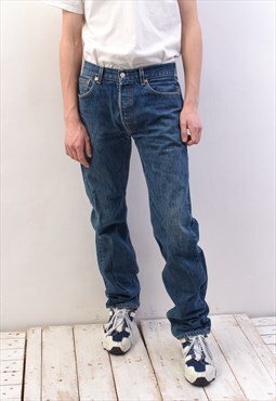 Vintage Mens 501 W33 L36 Straight Jeans Denim Pants Button