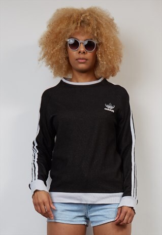 VINTAGE 80'S ADIDAS BLACK MESH SWEATSHIRT
