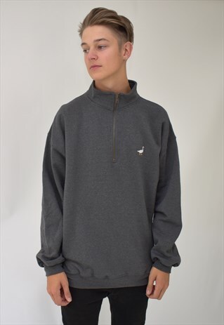 G&G UNISEX CHARCOAL 1/4 ZIP GOOSE SWEAT