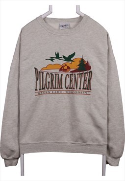 Vintage 90's Genus Sweatshirt Pilgrim Center Crewneck Grey