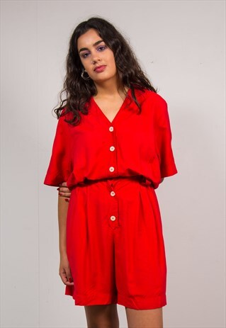 90'S VINTAGE CUTE RED PLAYSUIT