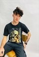 Vintage Size M Skull Guitar T Shirt in Black