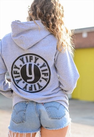 OVERSIZED HOODIE IN GREY WITH GRAPHIC LOGO