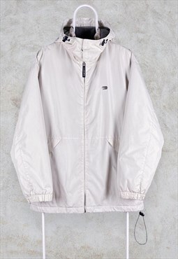 Lacoste Jacket Parka Ivory White Fleece Lined Large