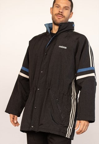 VINTAGE ADIDAS JACKET BLUE LINE IN BLACK XL