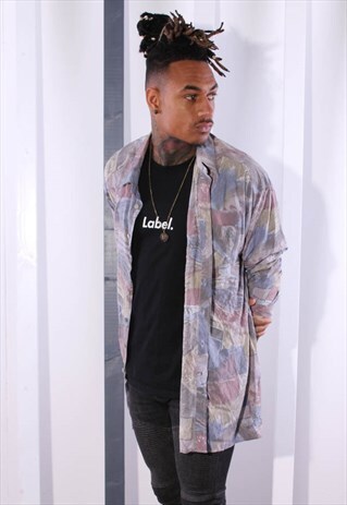 VINTAGE 90S CRAZY PRINT SILK SHIRT. UNISEX. FESTIVAL