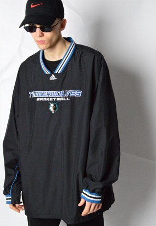 BLACK EMBROIDERED BASKETBALL NBA ADIDAS SPORTS TRACK JACKET