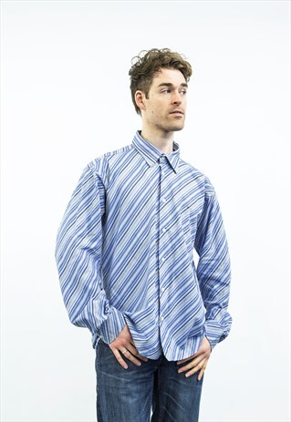 TOMMY HILFIGER VINTAGE 1990S BLUE STRIPED SHIRT