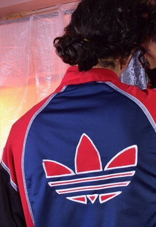VINTAGE ADIDAS RED, NAVY AND BLACK TRACK JACKET