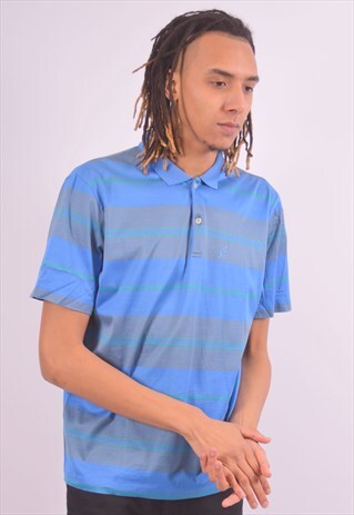 VINTAGE AUSTRALIAN L'ALPINA POLO SHIRT STRIPES BLUE