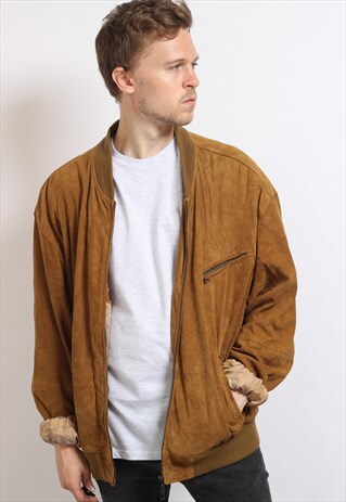 VINTAGE SUEDE OVERSIZED BOMBER JACKET