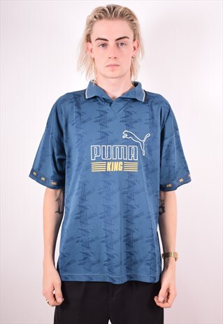 PUMA MENS VINTAGE POLO SHIRT XL TURQUOISE 90S