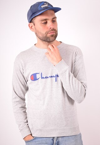 CHAMPION MENS VINTAGE TOP LONG SLEEVE MEDIUM GREY 90S